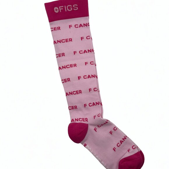 Figs Accessories - 1 Pair FIGS Compression Pink 'F Cancer' Socks Size Medium